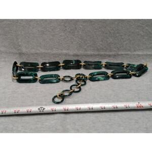 Green Contrast Chain Link Belt Gold‎ Tone Chains Adjustable Acrylic Waist Chain